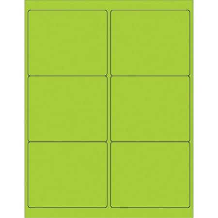 Box Partners Box Partners LL180GN 4 x 3.33 in. Fluorescent Green Rectangle Laser Labels - Pack of 600 LL180GN